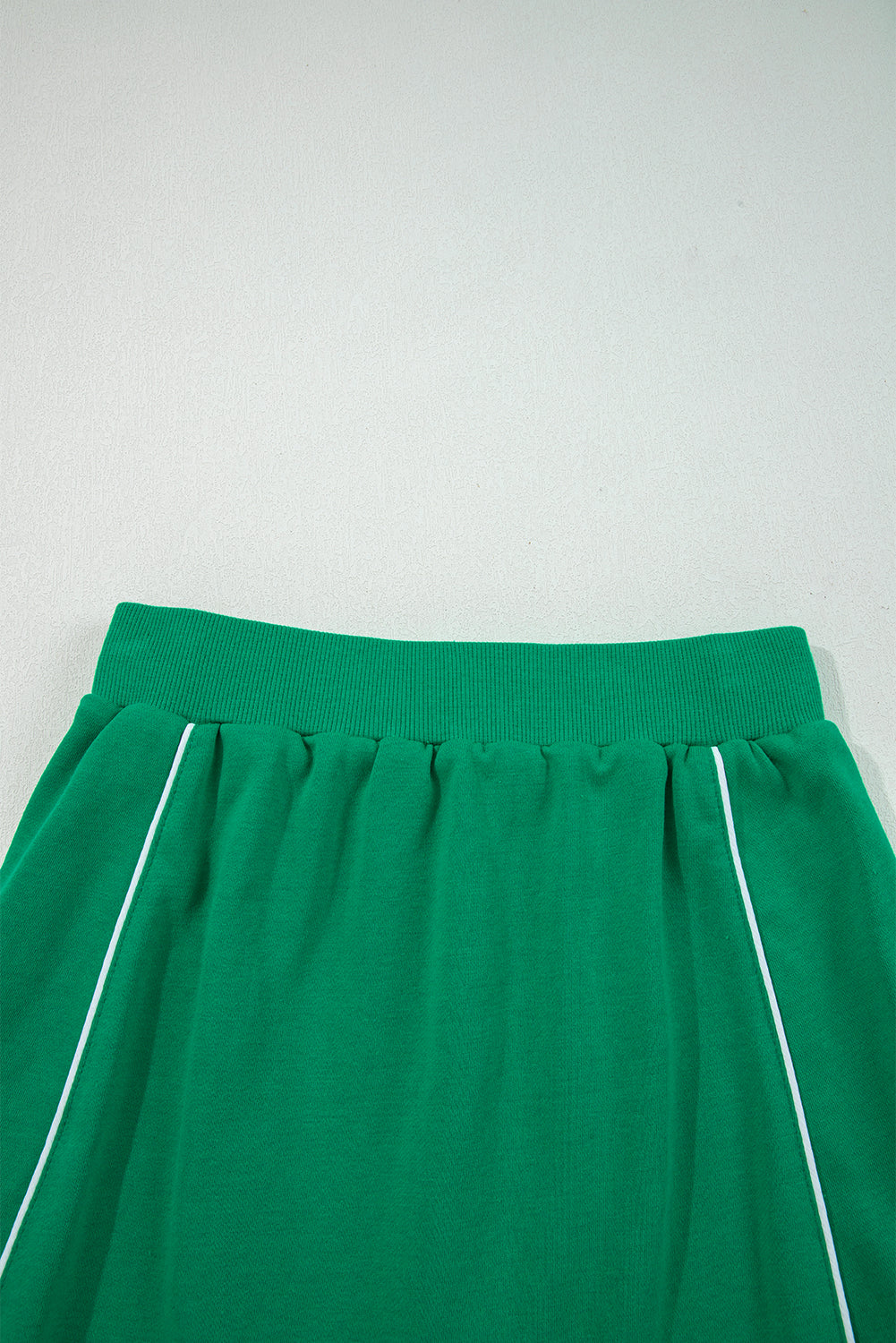 Dark Green Contrast Piping Crewneck Pullover Mini Skirt Set Dear-Lover Dropshipping
