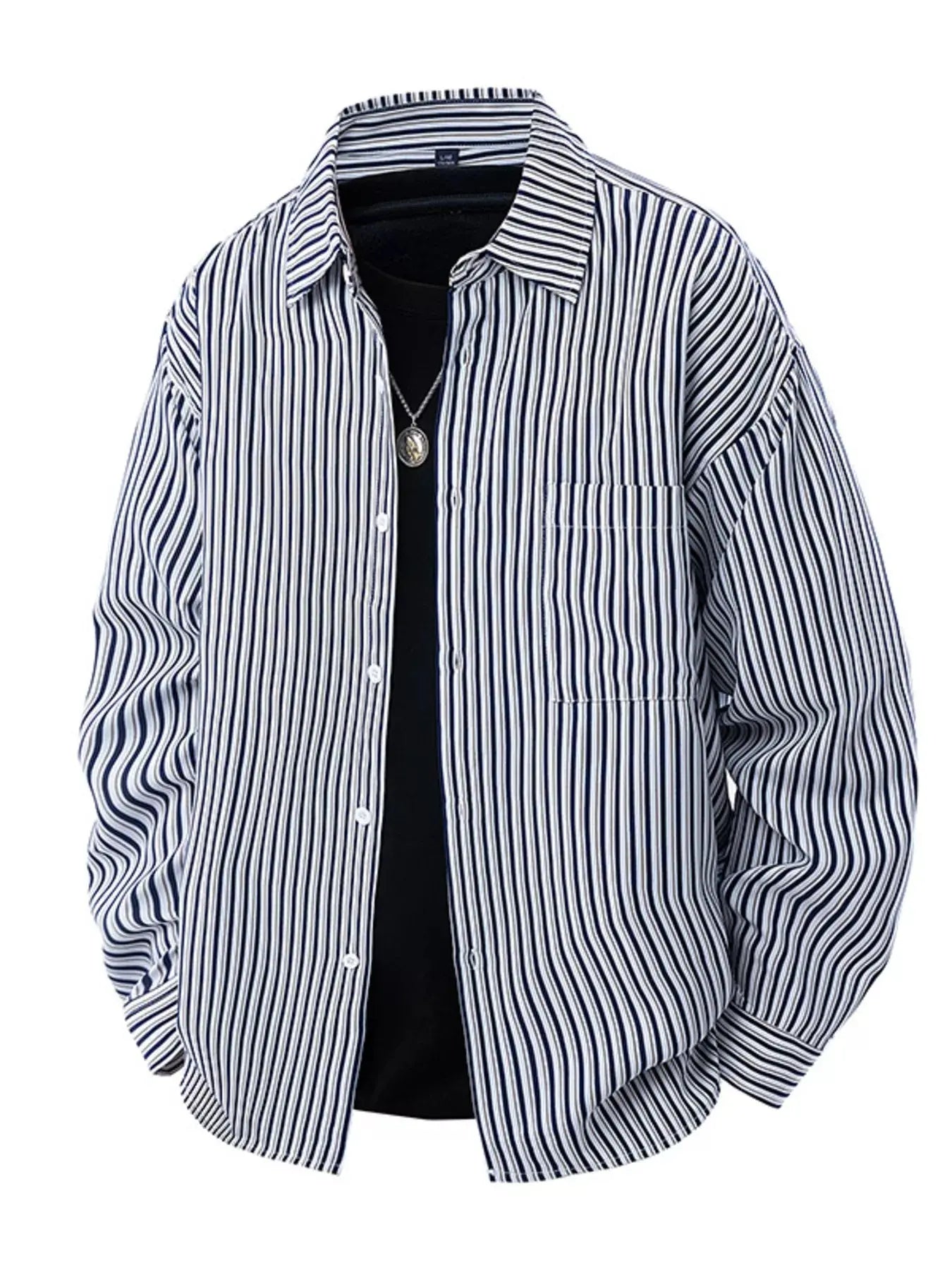 Men's Plus Size Striped Casual Long Sleeve Shirt Simply Love