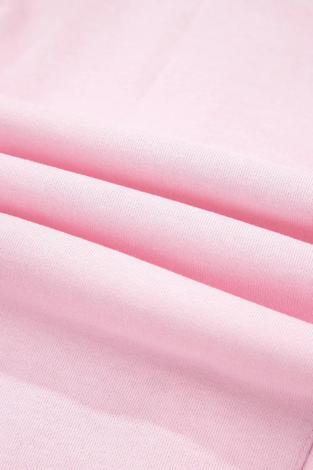 Light Pink Drawstring Waist Patchwork Solid Color Jogger Pants Love Salve