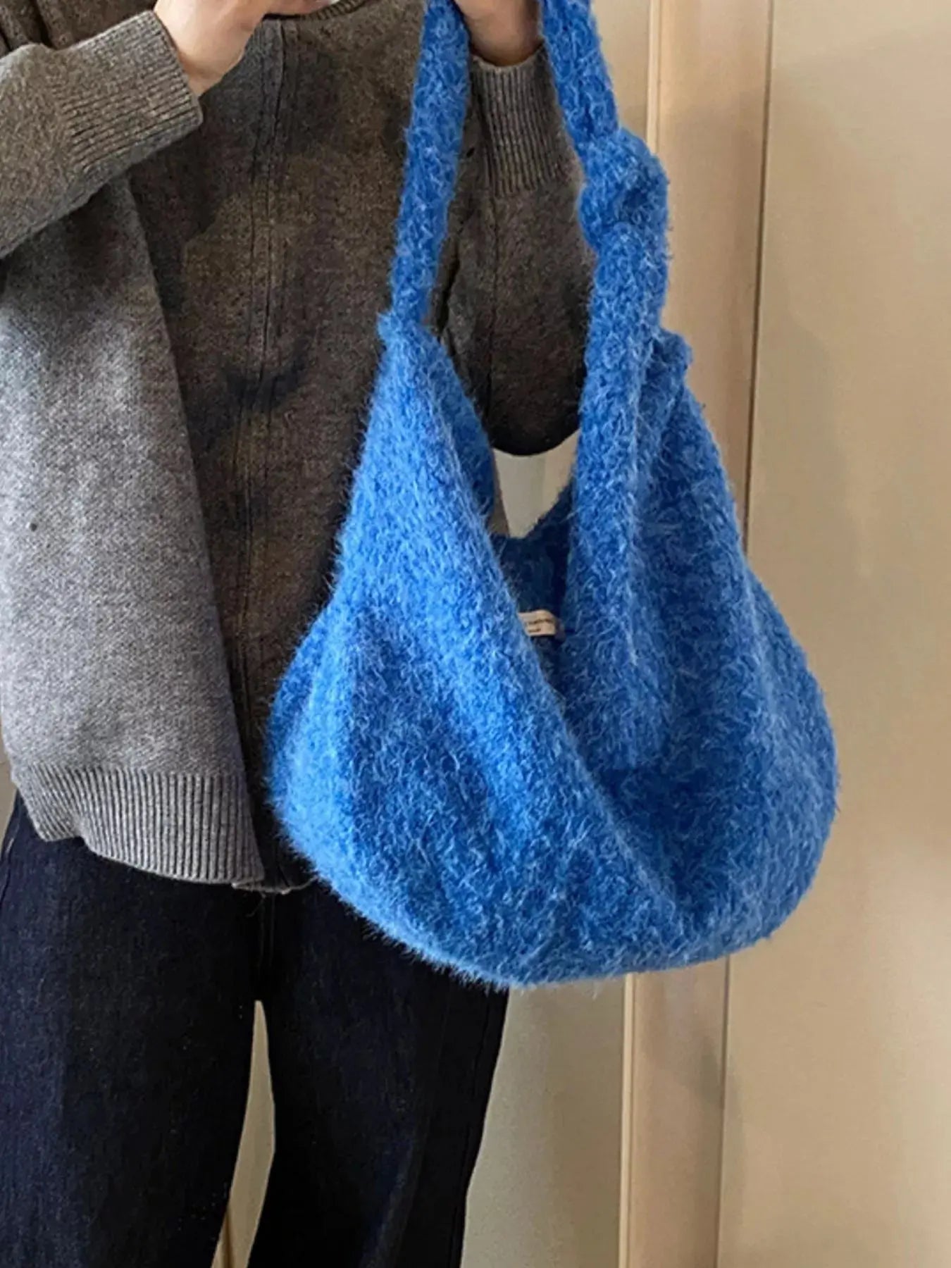 Red Plush Fuzzy Crossbody Bag Medium Size With Soft Cozy Texture Simply Love