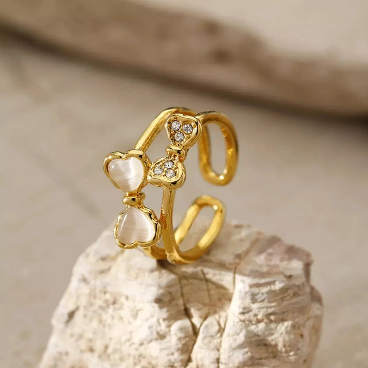 18K Gold-Plated Bow Open Ring Simply Love