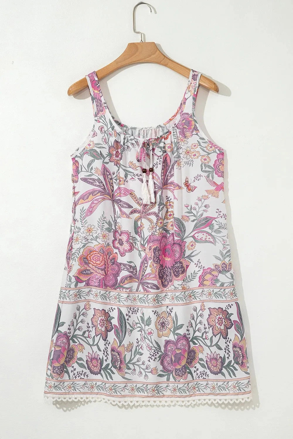 Simply Love: Floral Tie-Neck Mini Dress Simply Love