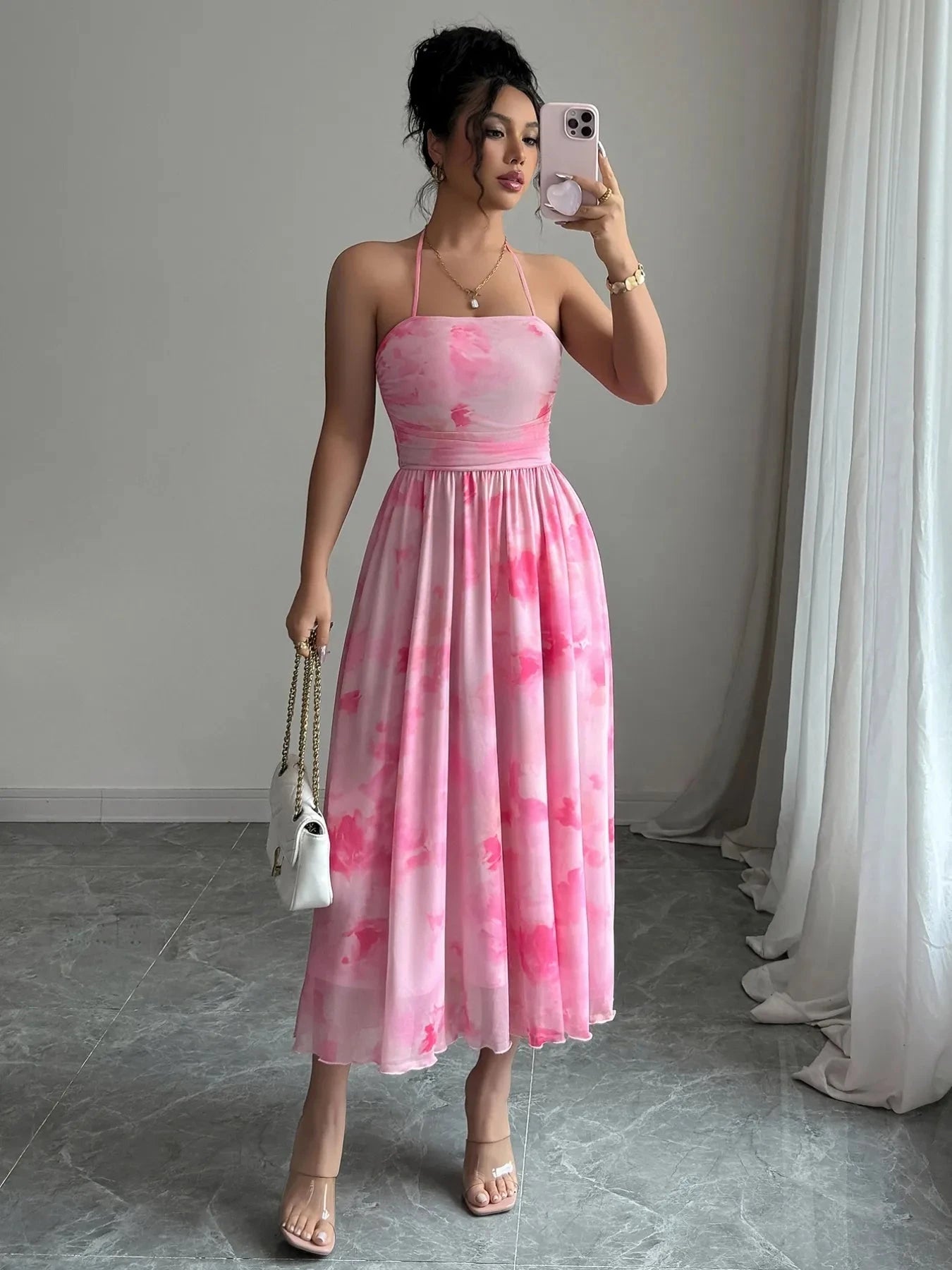 Tie-Dye Halter Sleeveless Midi Dress Coco’s Tee Boutique