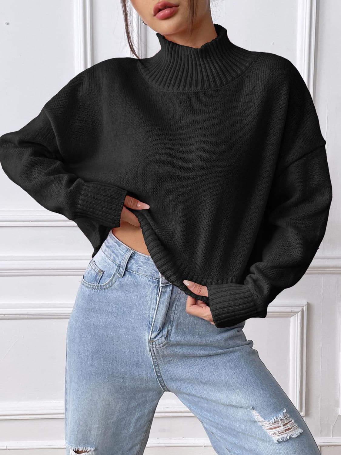 Cozy knit turtleneck top - s-xl