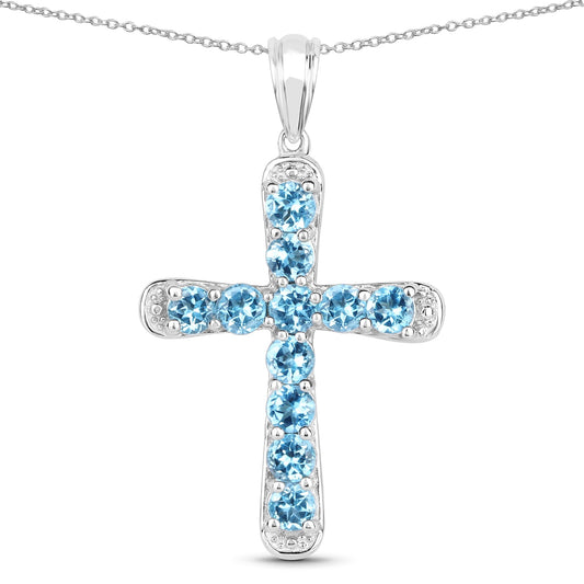 Bids.com 3.85 Carat Genuine Blue Topaz .925 Sterling Silver Pendant, elegant jewelry for discerning shoppers.