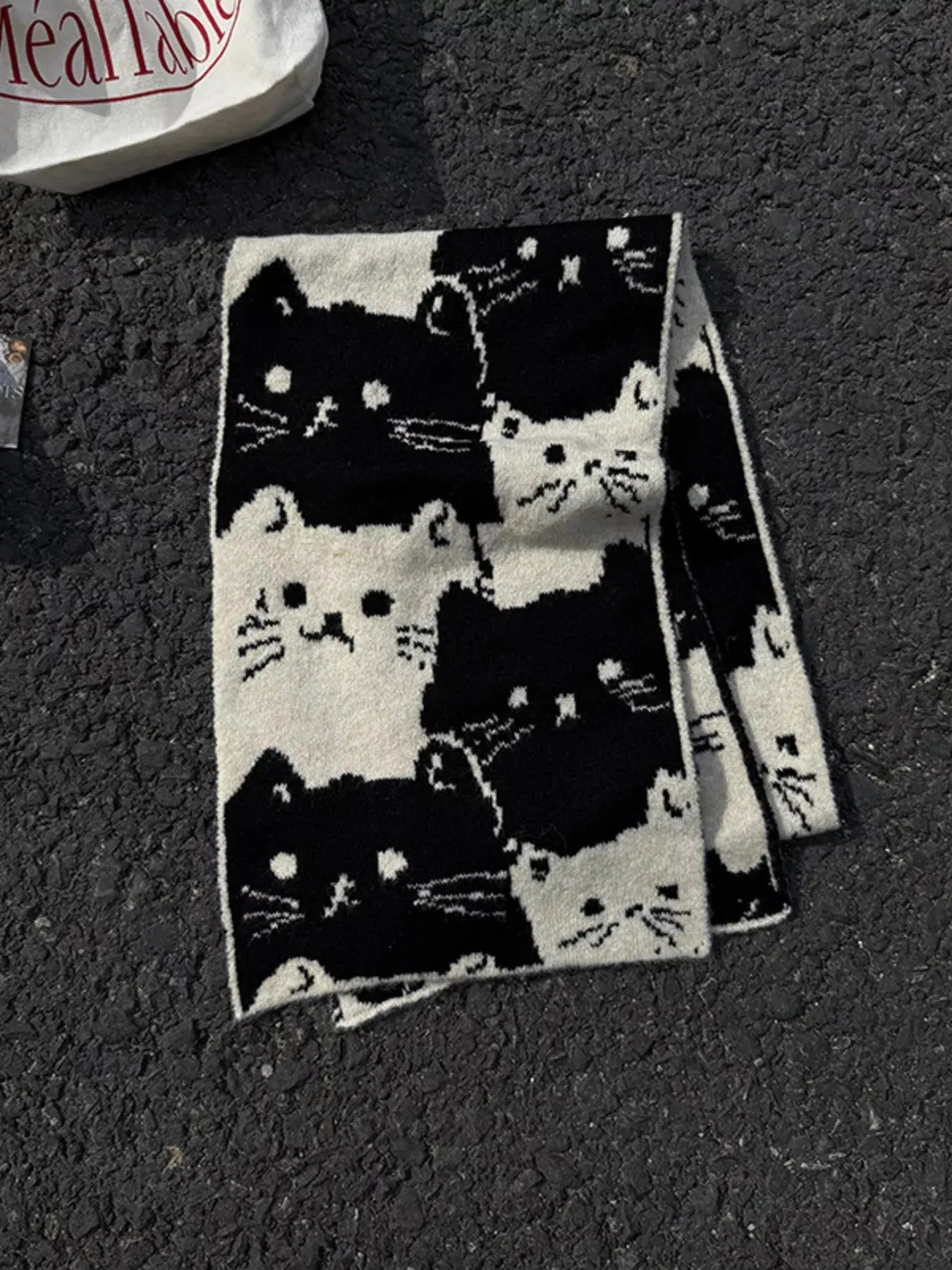 Cute Cat Pattern Knitted Scarf Simply Love