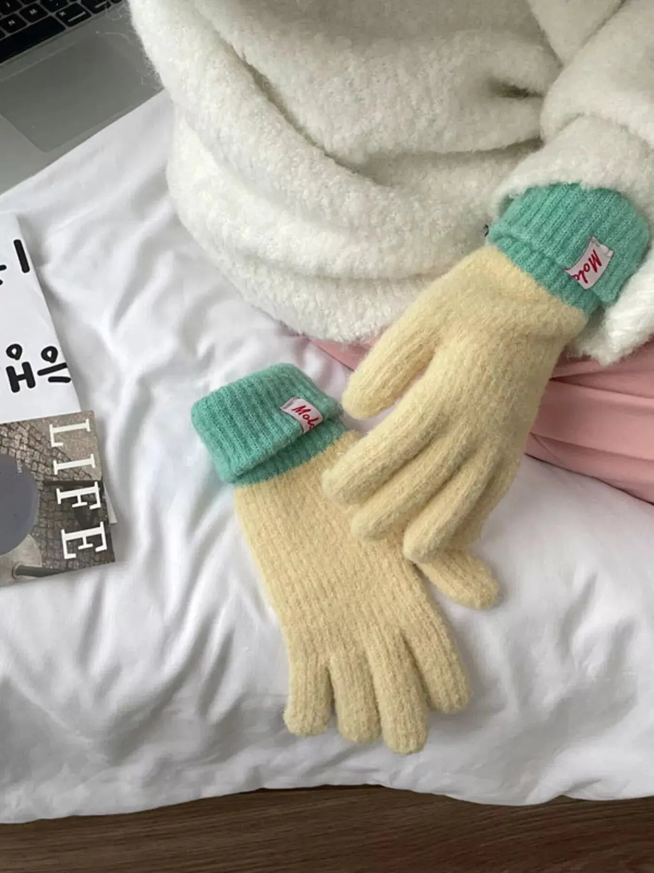 Cozy Knit Gloves with Ribbed Cuff Simply Love