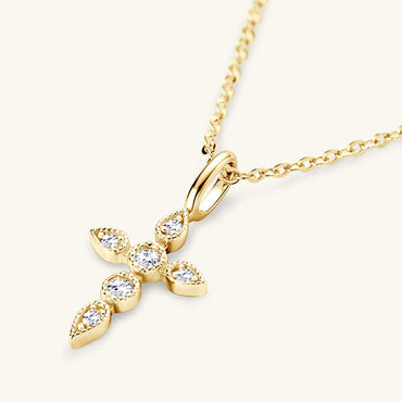 925 Sterling Silver Moissanite Cross Pendant Necklace.