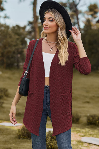 Open Front Long Sleeve Cardigan.