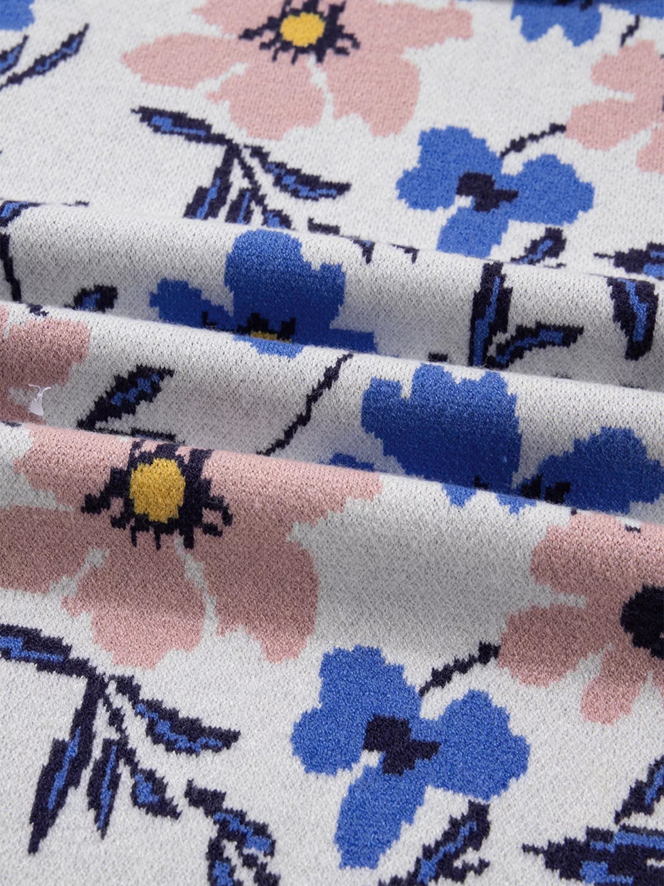 Floral Panel Colorblock Sleeve Patchwork Sweater Simply Love