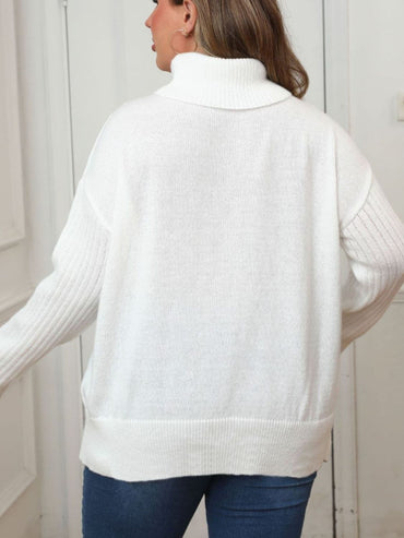 Chic plus size turtleneck sweater with button details