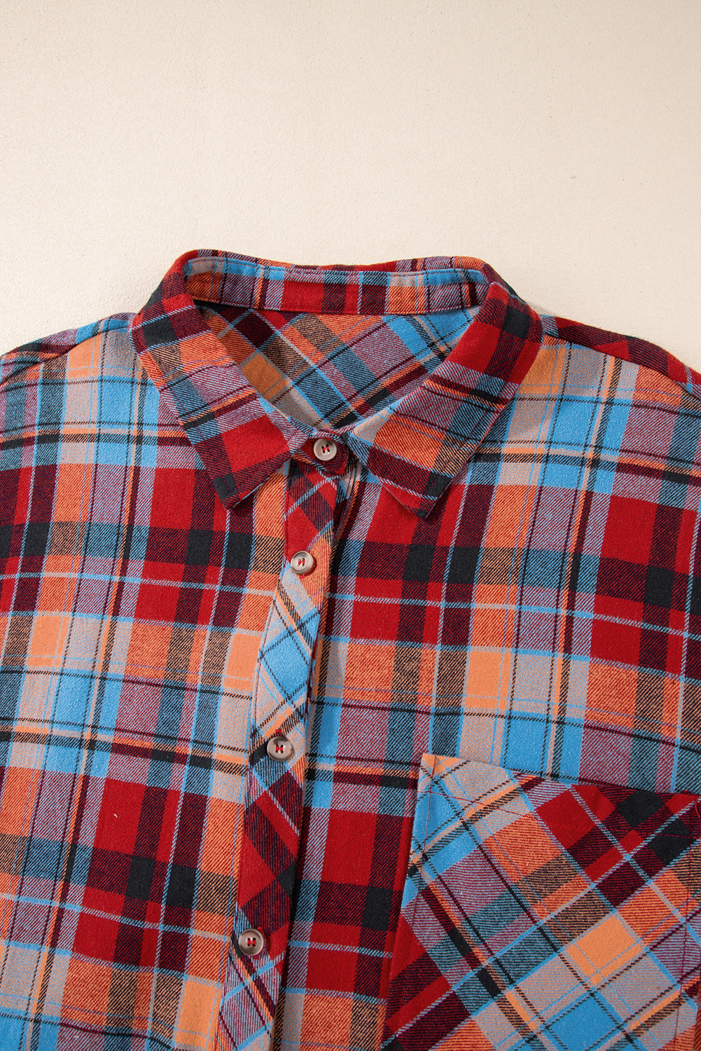 Red plaid plus size button-up shirt