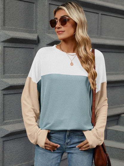 Chic long sleeve contrast tee