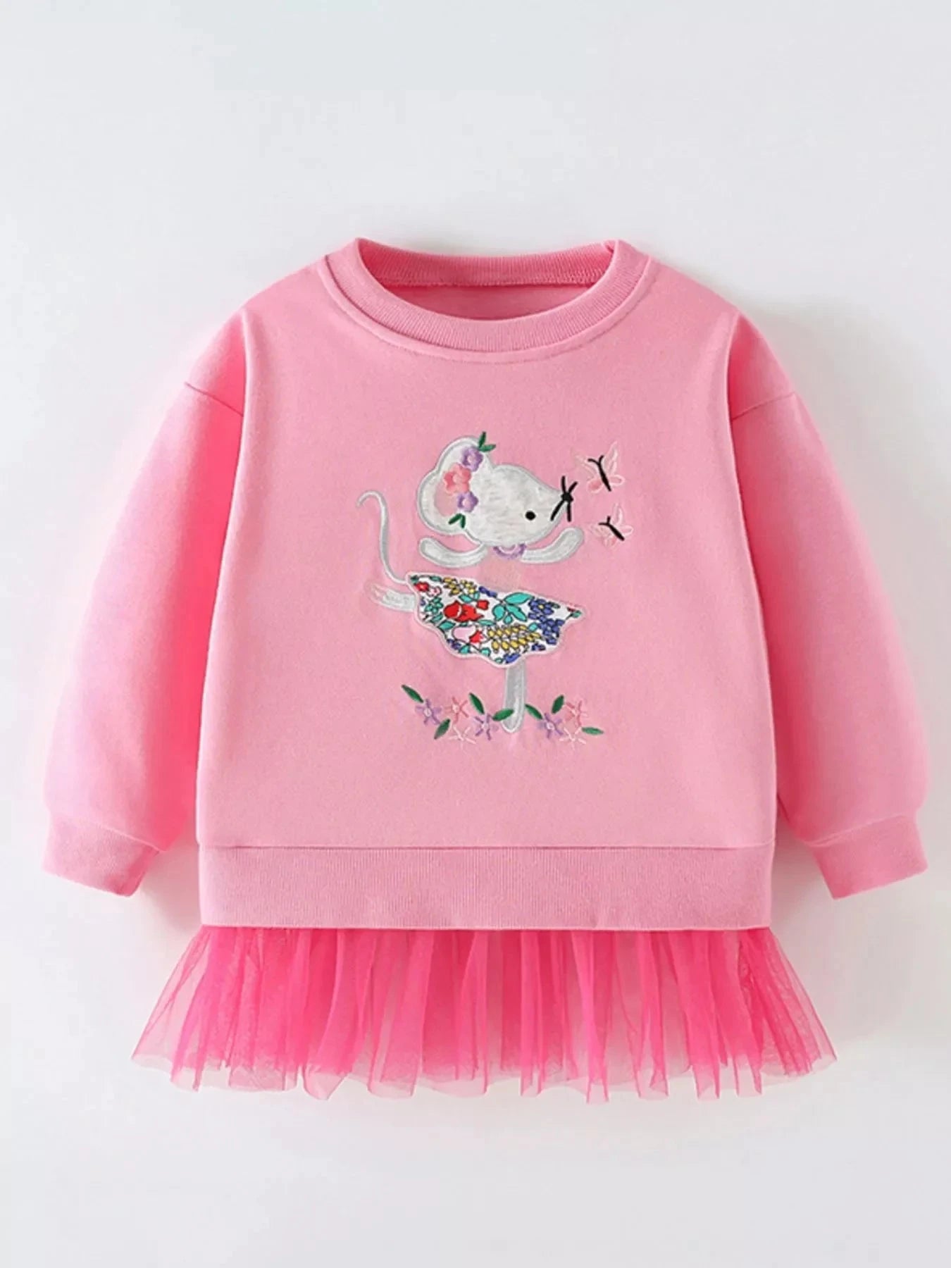 Kids Embroidered Cartoon Elephant Sweatshirt With Floral Accents Simply Love