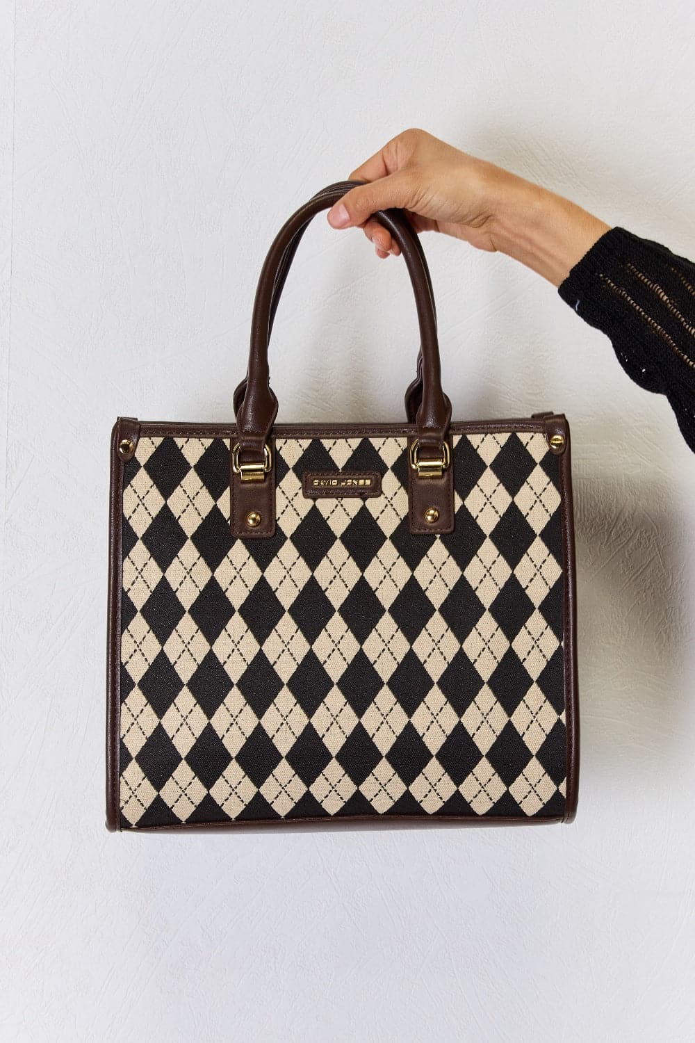 David Jones Argyle Pattern PU Leather Handbag.