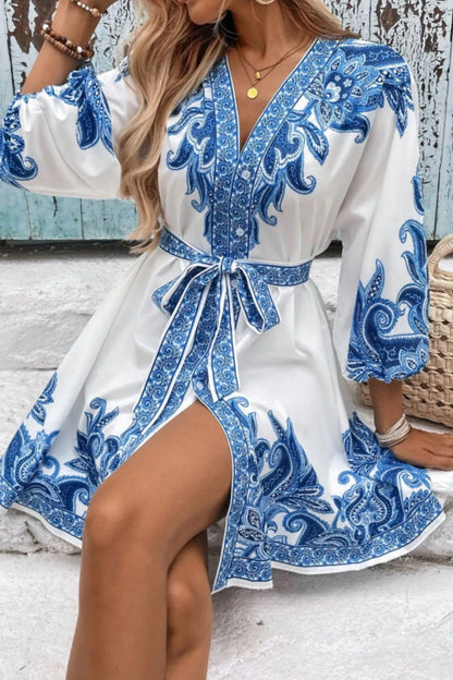 Boho Luxe Paisley Belted Mini Dress