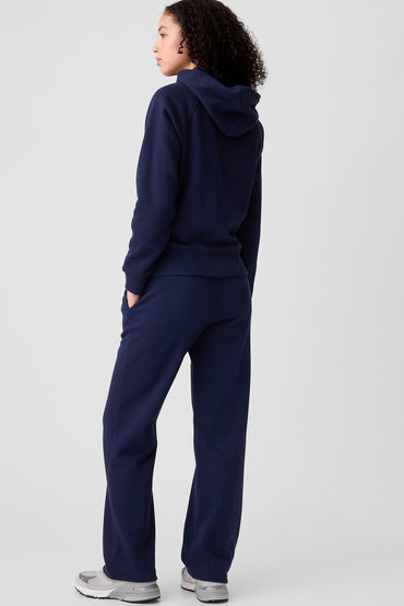 Navy blue drawstring casual straight pants with pockets