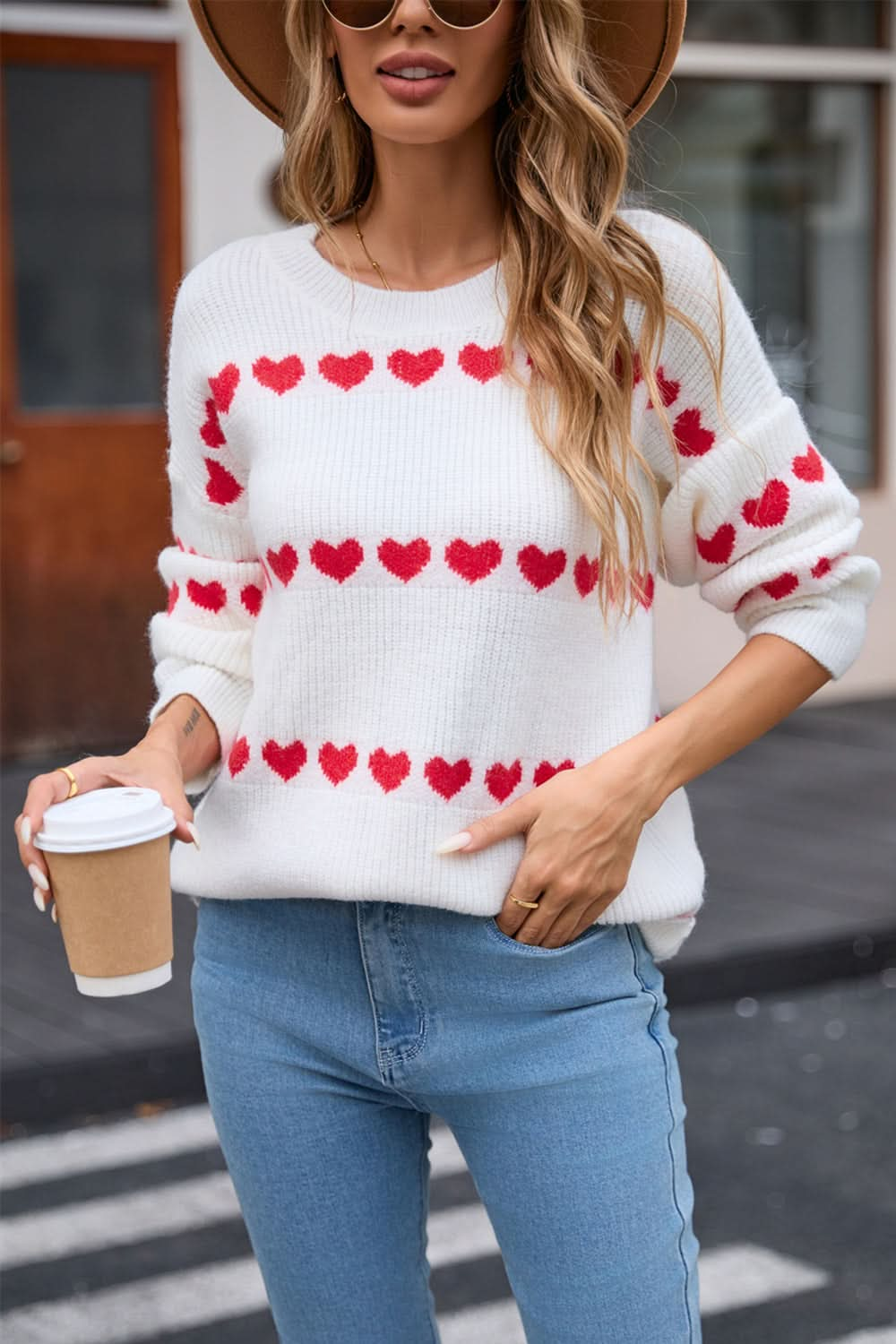 Heartwarming angel wings round neck long sleeve sweater