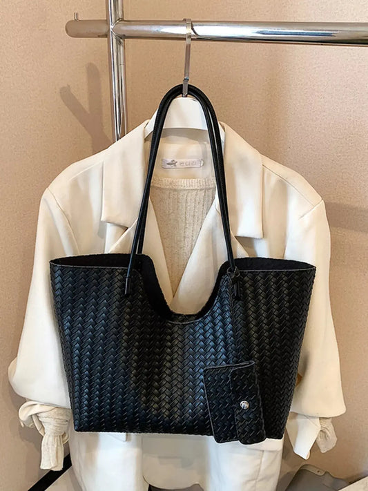 Woven Texture Large Capacity Tote Bag Simply Love