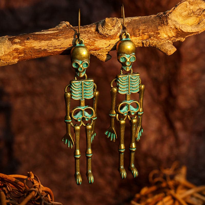 Skeleton Alloy Earrings - 2.8 in