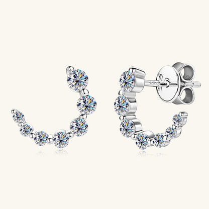 925 Sterling Silver Inlaid Moissanite Stud Earrings.