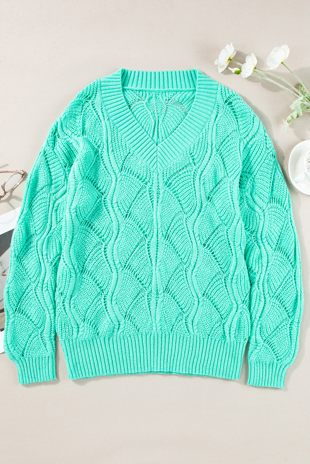 Chic mint green knit sweater