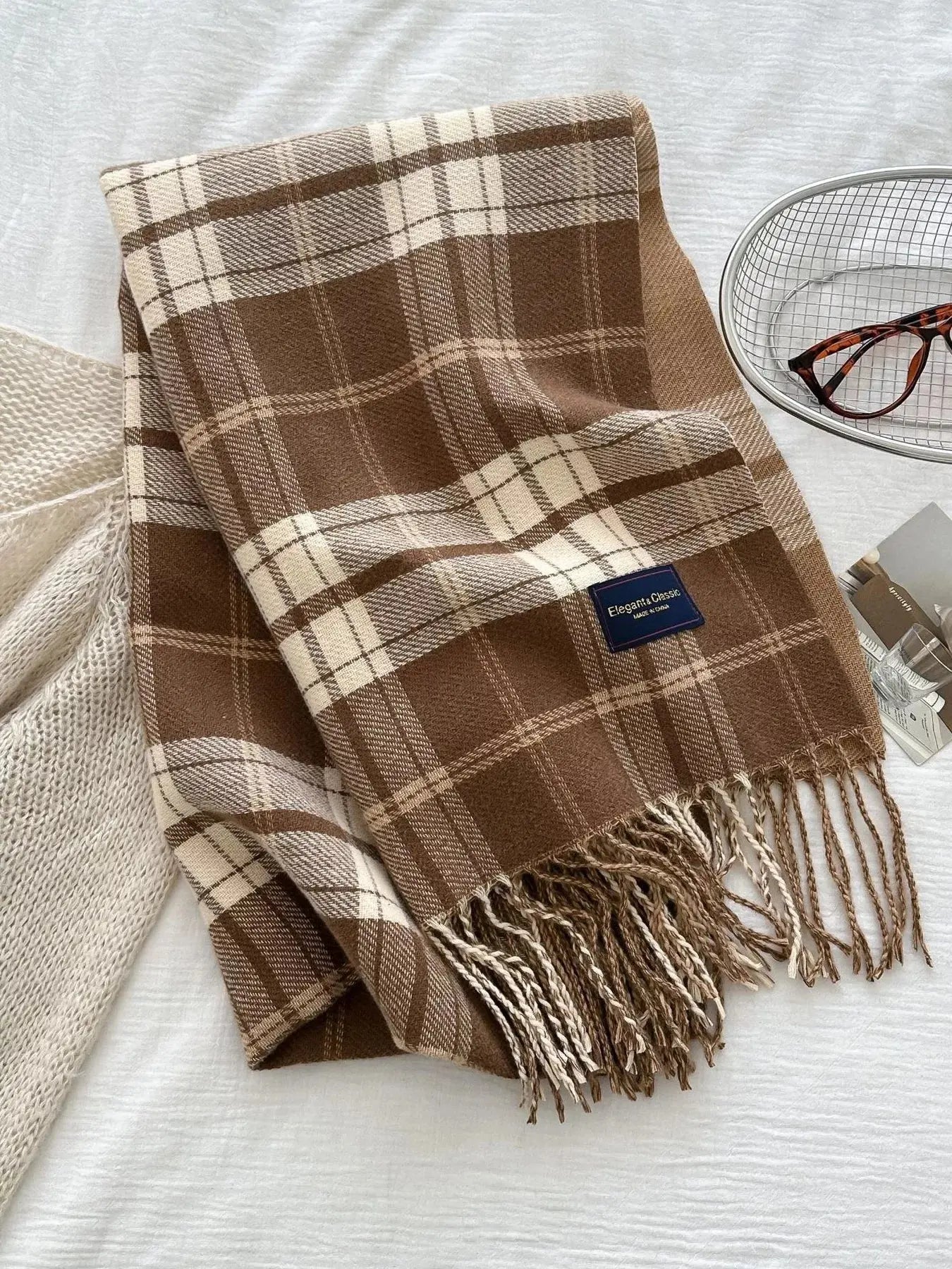 Classic Fringe Plaid Scarf Simply Love