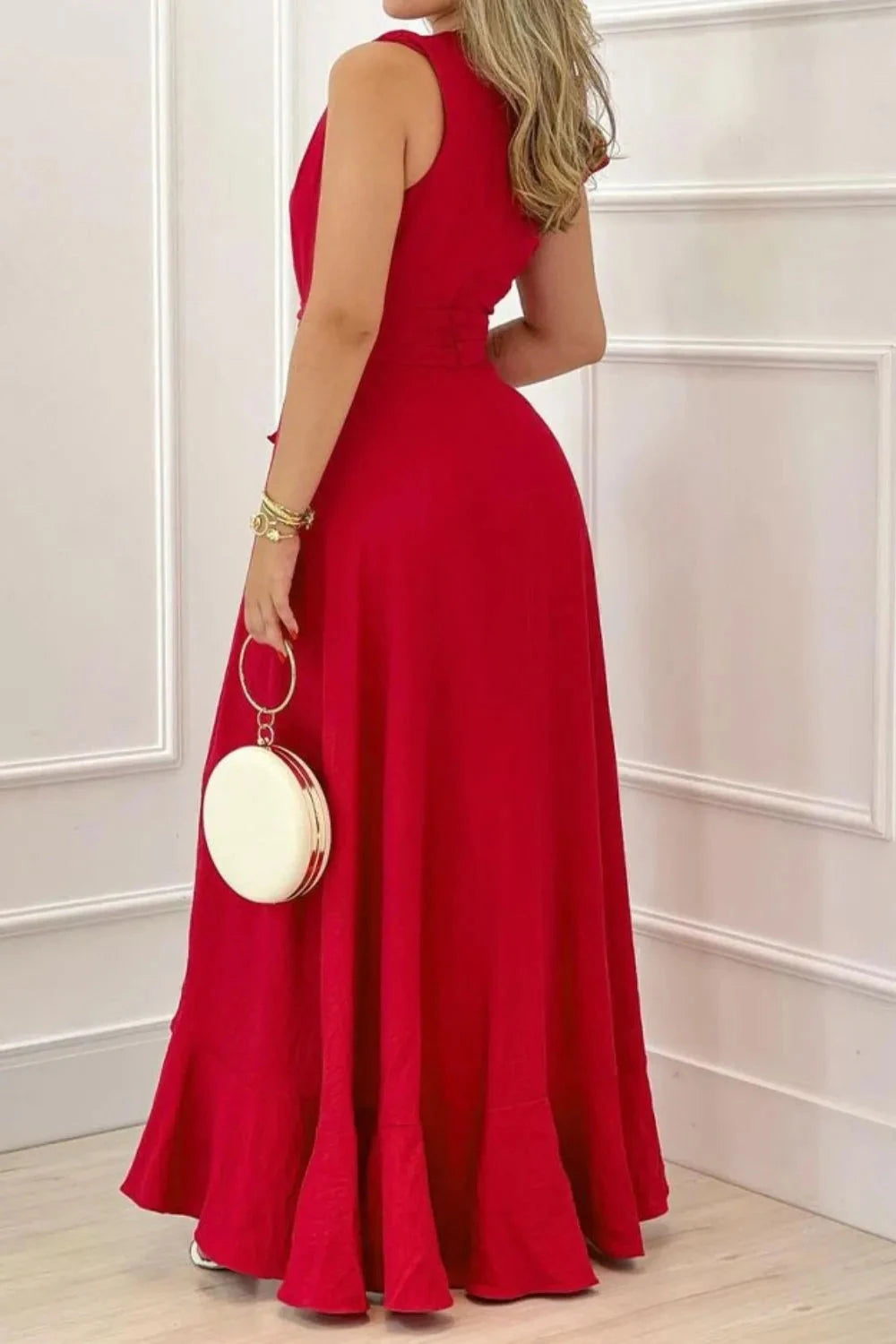 Ruffled Plunge Maxi Dress – Bold & Beautiful Edition Coco’s Tee Boutique