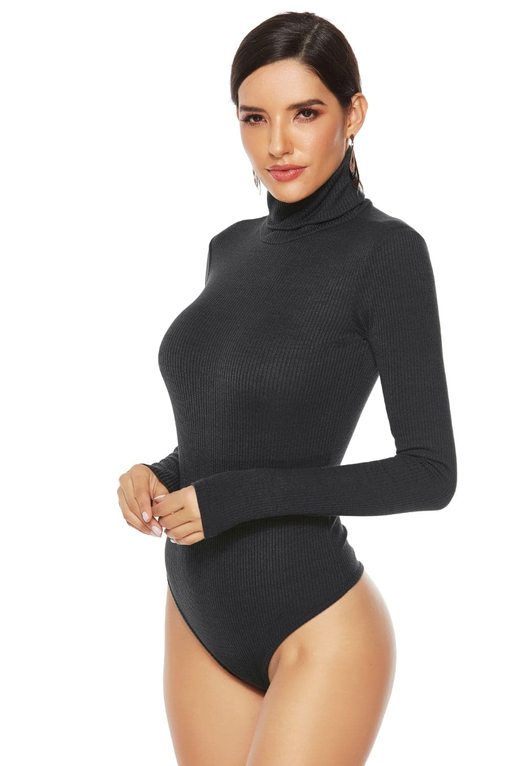 Ribbed Turtleneck Long Sleeve Bodysuit.