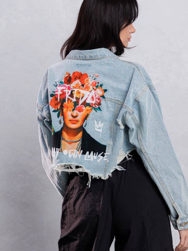 Frida Muse Crop Denim Jacket Coco’s Tee Boutique