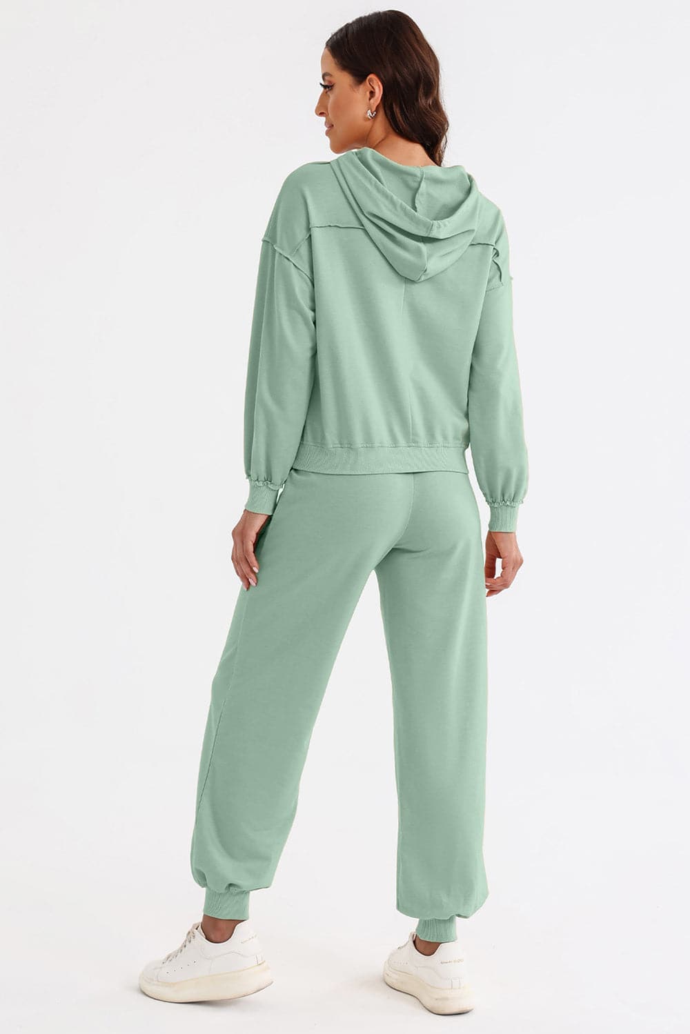 Cutout Drawstring Hoodie and Joggers Active Set.