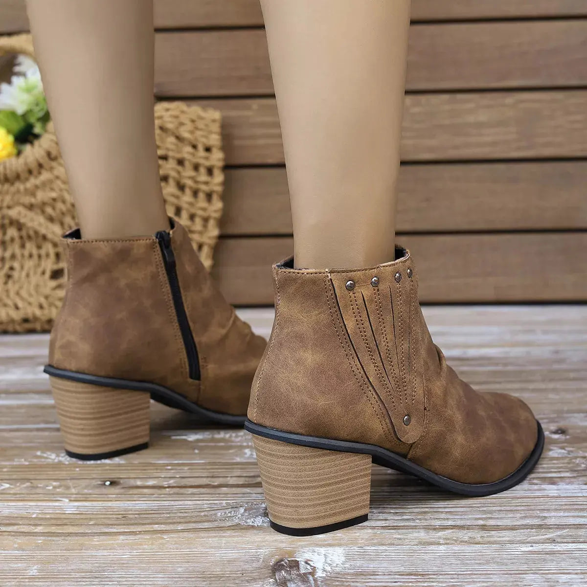 Point Toe Block Heels Boots Simply Love