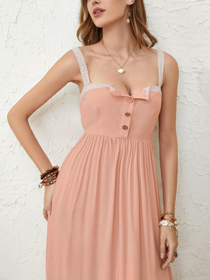 Lace Detail Square Neck Midi Cami Dress.