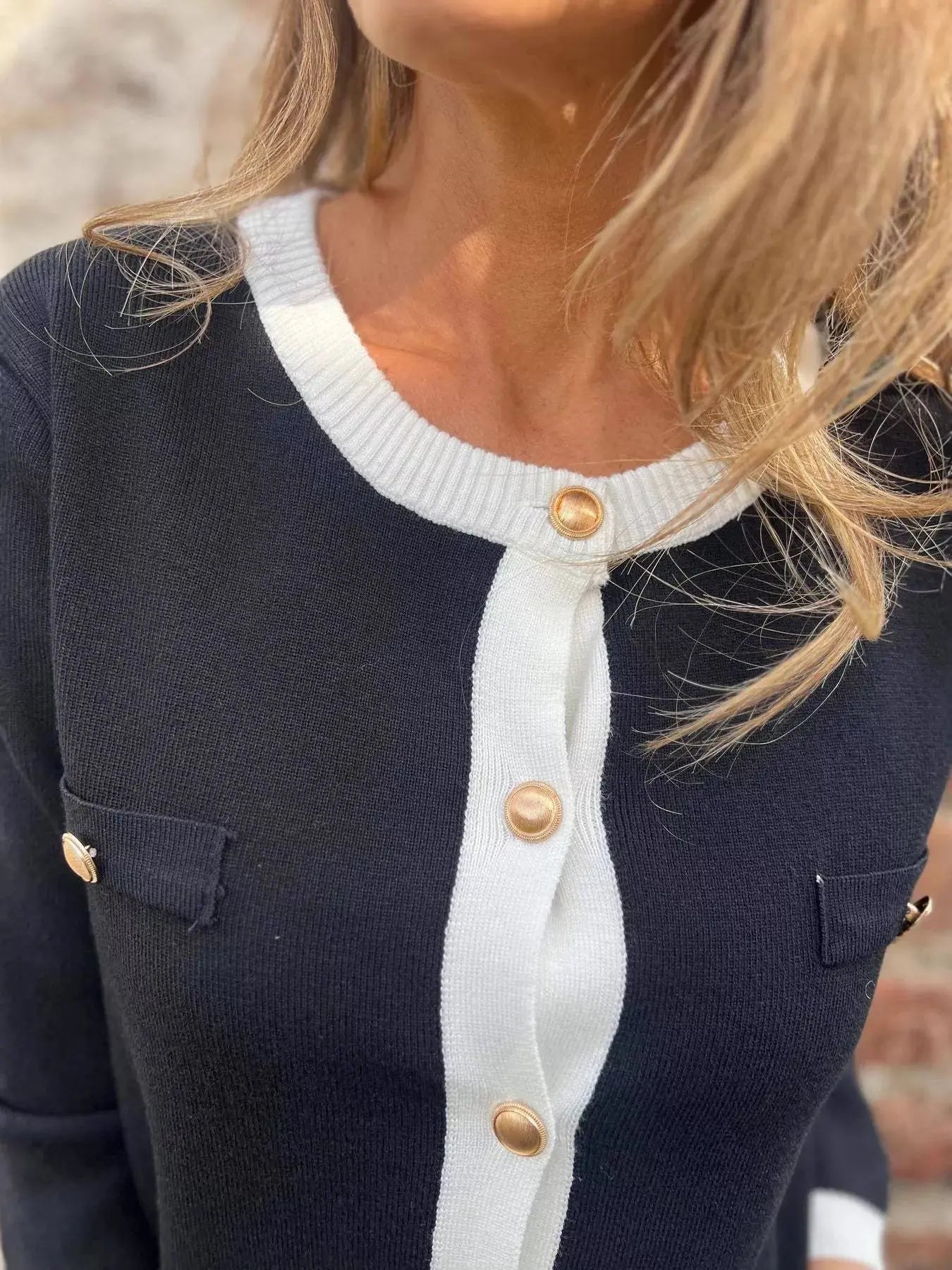 Contrast Trim Button Up Cardigan Simply Love