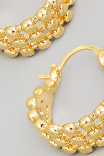 Chic metallic bead hoop earrings with pincatch detail