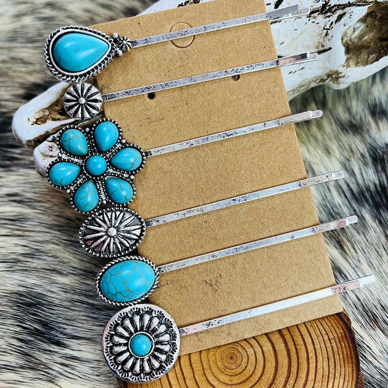 Turquoise Alloy Hairpin.