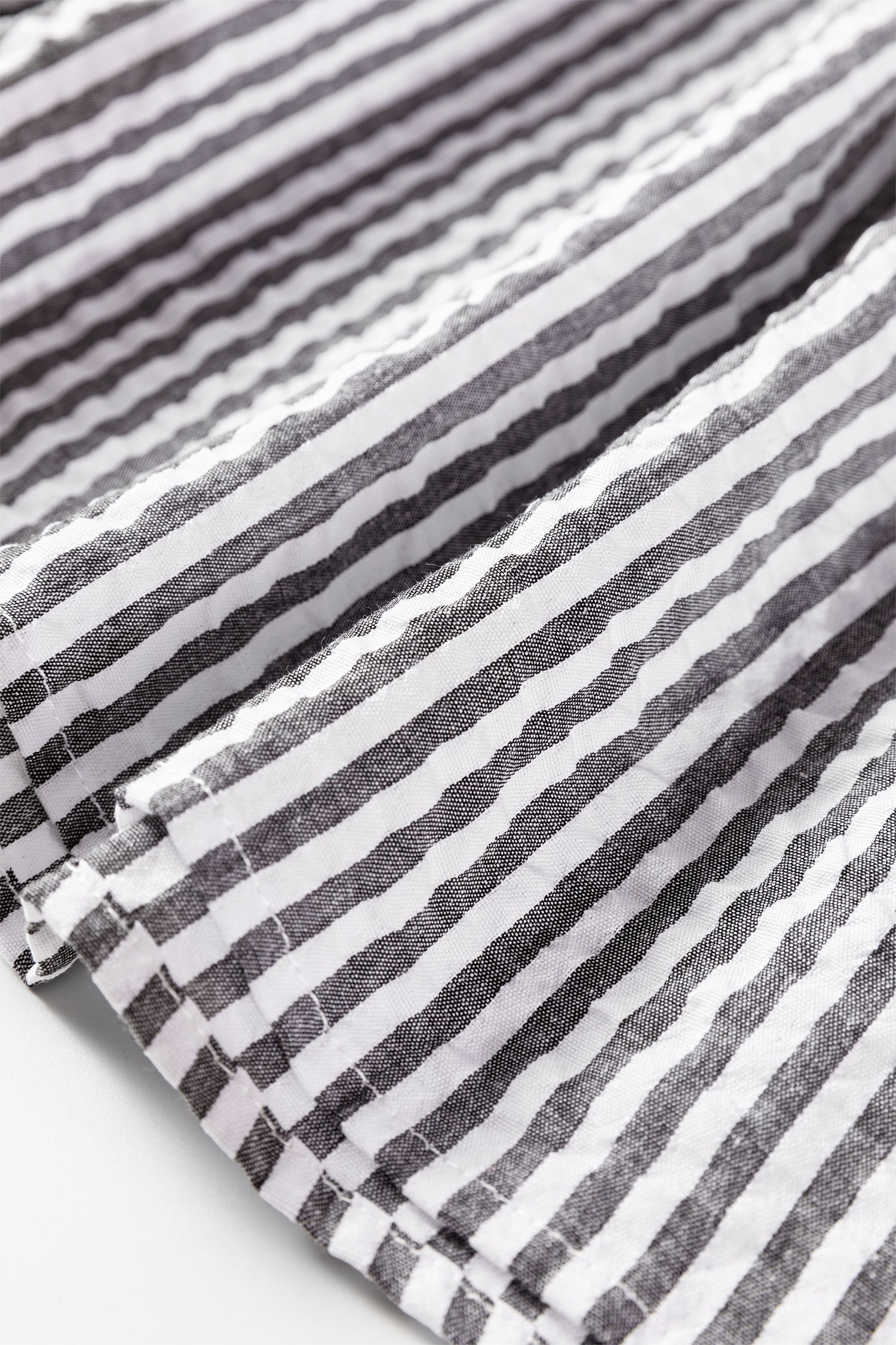 Dark Grey Striped Patchwork Split Neck Blouse With Contrast Detail Dear-Lover Dropshipping