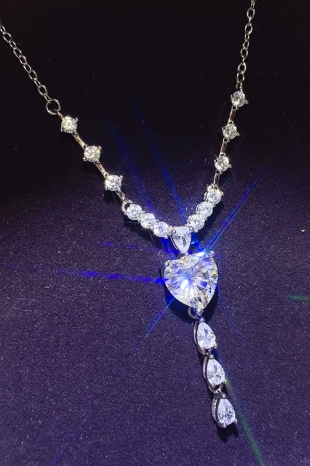 3 Carat Moissanite 925 Sterling Silver Drop Necklace.