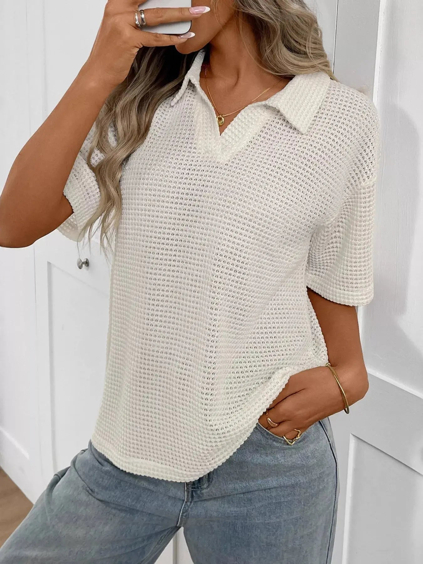 Striped Knit Short Sleeve Top Simply Love