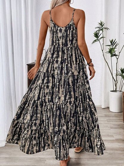 Printed Scoop Neck Maxi Cami Dress.