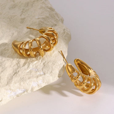 Elegant gold-plated stainless steel C-hoop earrings