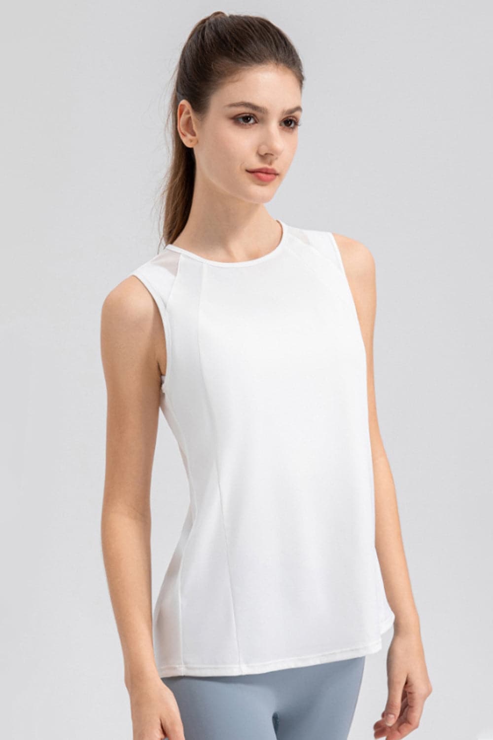 Round Neck Wide strap Active Tank.