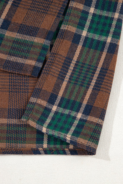 Brown plaid shacket with pockets