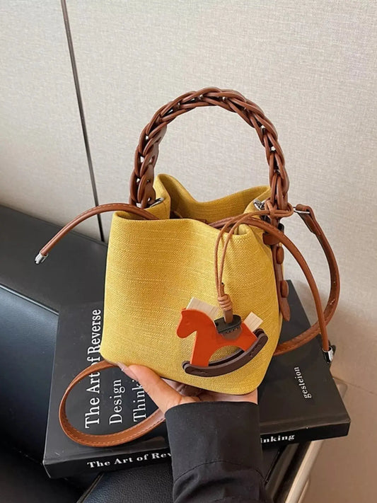 Braided Top Handle Bucket Crossbody Bag Simply Love