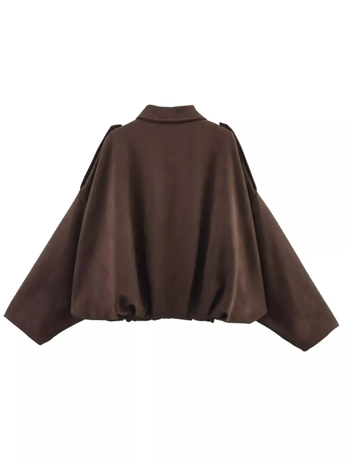 Collared Neck Dropped Shoulder Jacket Simply Love
