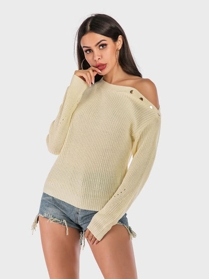 Perfee One Shoulder Long Sleeve Sweater