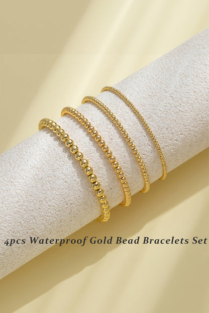 Gold 4pcs Beaded Plated Bracelet Set