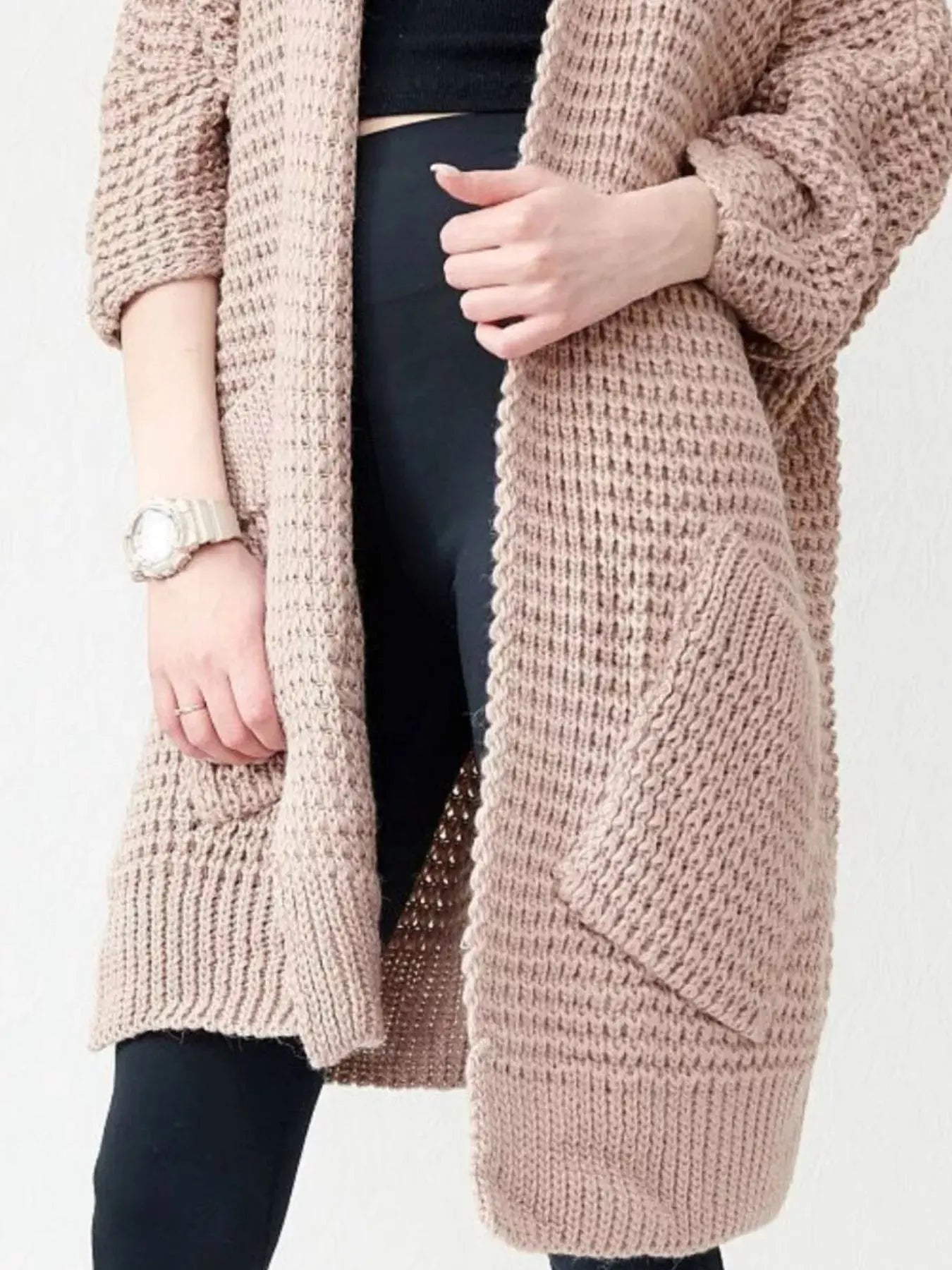 Full Size Chunky Knit Open Front Cardigan Plus Size Simply Love