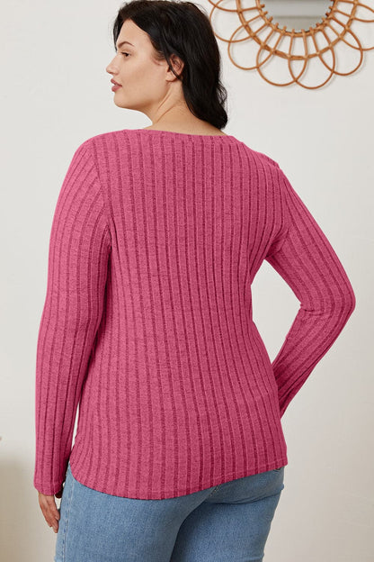 Versatile ribbed v-neck long sleeve tee for every occasion