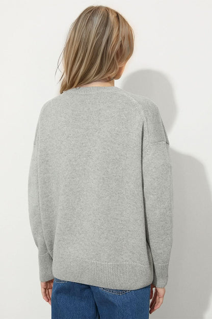 Basic Bae Round Neck Dropped Shoulder Long Sleeve Sweater